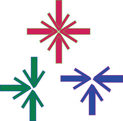 Colorful Arrows Pointing Inward Abstract Design with Directional Symbolism and Vibrant Palette