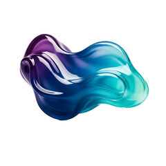 Abstract fluid shape with glossy surface against a transparent background