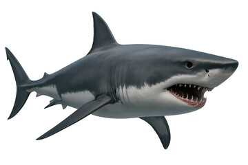 Fototapeta premium Majestic Great White Shark Fierce Predator Ocean Hunter Majestic Predator Isolated on Transparent Background