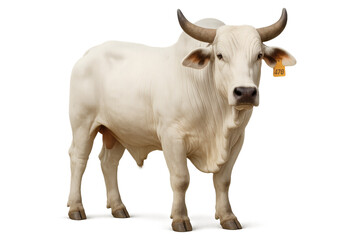Majestic White Zebu Bull Powerful Symbol of Agriculture and Strength Isolated on Transparent Background