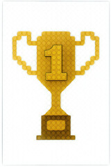 Golden number one trophy cup illustration representing victory success achievement championship and best performance award concept