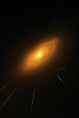 Spiral galaxy glowing in deep space with orange light and cosmic dust representing astronomy universe and outer space exploration concept