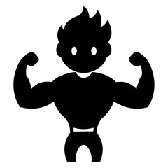 Boy muscle icon on white background.