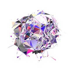 Abstract geometric crystal formation against transparent background