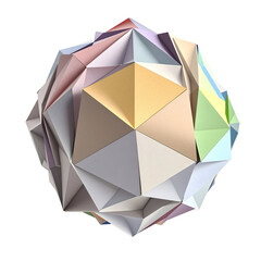 Geometric paper sculpture in pastel tones with transparent background