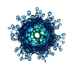 Abstract 3 d render of a molecular structure with reflective surfaces