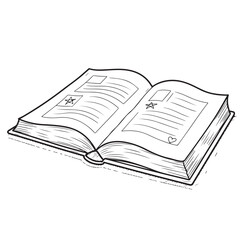 Hand-Drawn Open Book Sketch with Blank Pages