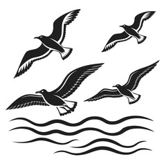 vector set of seagulls