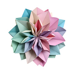 Colorful origami flower isolated on transparent background