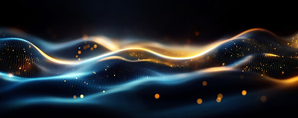 Dynamic abstract waves with glowing lines and dots