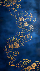 Golden Clouds of Elegance: A captivating display of graceful golden clouds artfully adorns a deep blue backdrop, evoking a sense of serenity and timeless beauty.