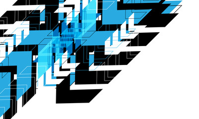 Abstract blue black arrow direction geometric design modern on white blank space background vector