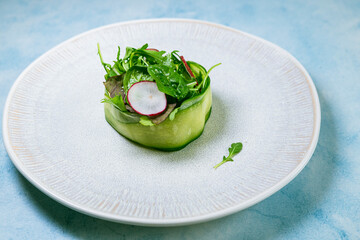 Healthy fresh green salad plate