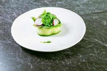 Healthy fresh green salad plate