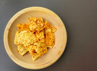 chips and salsa,Kerupuk or Krupuk Opak balado or Spicy Opak cracker is Indonesian traditional...