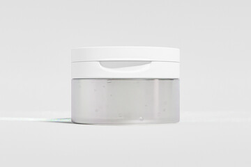 Flip Top Cap Cosmetic jar with beauty spatula mockup, cosmetic cleansing balm packaging, Wide Mouth Cream jar with Flip Cap, skincare container with spoon, frosted plastic Body Scrub product bottle