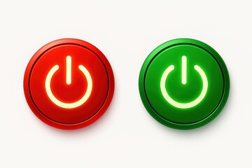Red and Green Power Buttons with Lighted Indicators for On and Off States