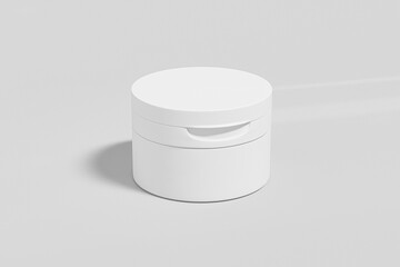 luxury cream jar with beauty spatula mockup, cosmetic cleansing balm packaging, cylindrical Cosmetic jar with Flip Cap, skincare container with spoon, white plastic Body Scrub product bottle container