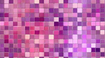 Fototapeta premium Seamless pink to purple glass mosaic with soft gradient tones creating a reflective tile surface for modern interiors