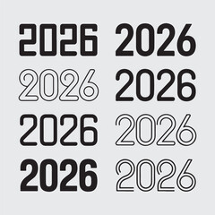 Collection of 2026 Happy New Year symbols