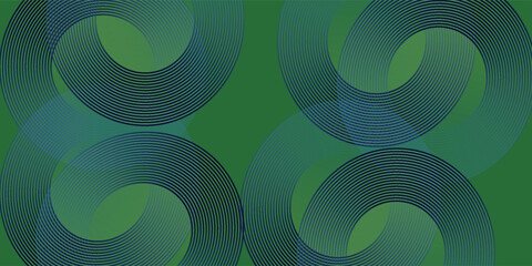 Abstract modern bright green gradient background with glowing neon circle lines element and halftone dots decoration. Trendy simple texture creative design. Suit for presentation, website