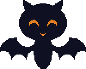 Vector Pixel Art Happy Halloween Bat