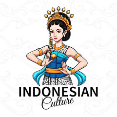 Indonesian culture poster with girl characters wearing traditional Indonesian clothes