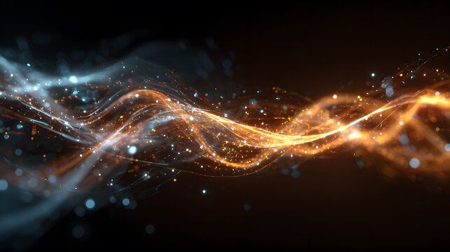 Abstract energy wave background with glowing particles and light effects for wallpaper and design use