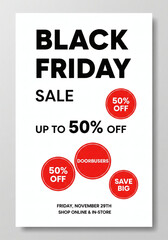 Black Friday Sale Up to 50 Percent Off Shopping Discount Offer Advertisement