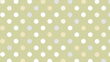 Retro style yellow polka dot pattern with beige and white circles on light green background