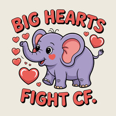 Naklejka premium Big Hearts Fight CF Elephant Awareness Design