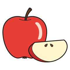 A vibrant red apple and a slice of the juicy fruit, showcasing its fresh texture and healthy goodness