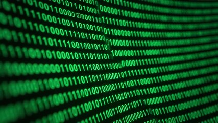 Green binary data on black - Powered by Adobe