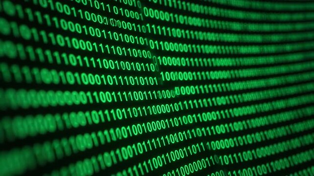 Green binary data on black