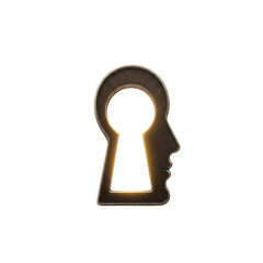 Keyhole in the distinctive shape of a human head profile