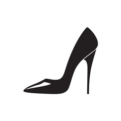 Elegant High Heel Shoe Silhouette – Stylish Stiletto Pump Icon for Fashion Logo, Boutique Branding, Footwear Symbol, or Feminine Design Illustration