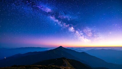 Majestic Milky Way Over Mountain Peak - A Night Sky Wonder.