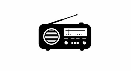 Fototapeta premium Classic radio illustration in minimalist black and white for retro concepts