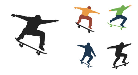 Skateboarders in motion colorful silhouettes capturing dynamic action and energy