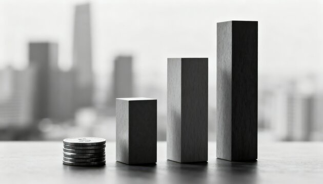 Financial Growth Chart with Cityscape - Monochrome Success