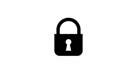 Simple black padlock icon on white background for security concept design
