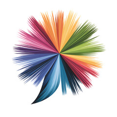 Bursting vibrant colors radiating energy and innovative design reflecting creativity on clean white