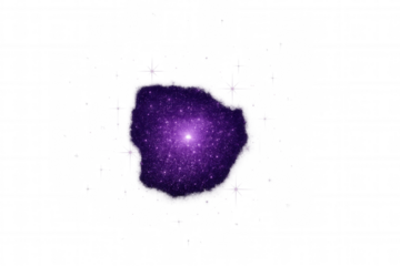 Purple glitter cosmos with sparkling stars and glowing nebula, transparent background element for design