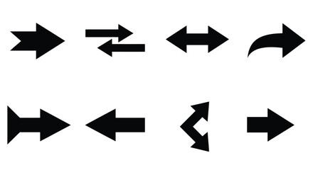 Collection of various black arrow symbols pointing in different directions