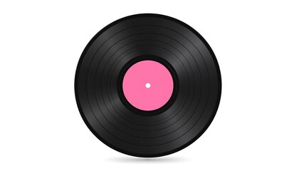 Obraz premium Vinyl Record with Pink Label - A Nostalgic Music Icon.