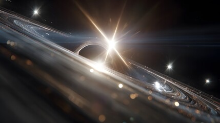 Black hole simulation image with accretion disk and gravitational lensing stock photo for astronomy lovers