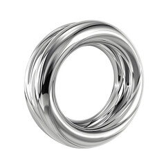 Abstract metallic ring design with transparent background 3 d render