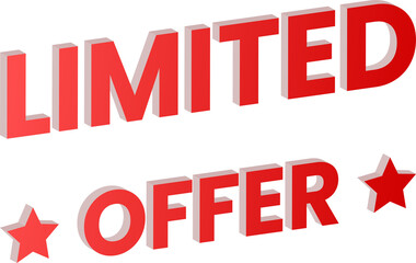3D Ruby Red LIMITED OFFER Typography Isolated on Transparent Background