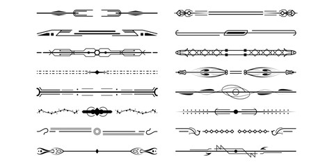 Set Black Simple Line Collection Doodle Border Elements Vector Design Style Sketch Isolated Illustration For Banner