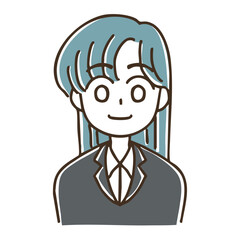 シンプルかわいいスーツ姿の女性のバストアップイラスト素材